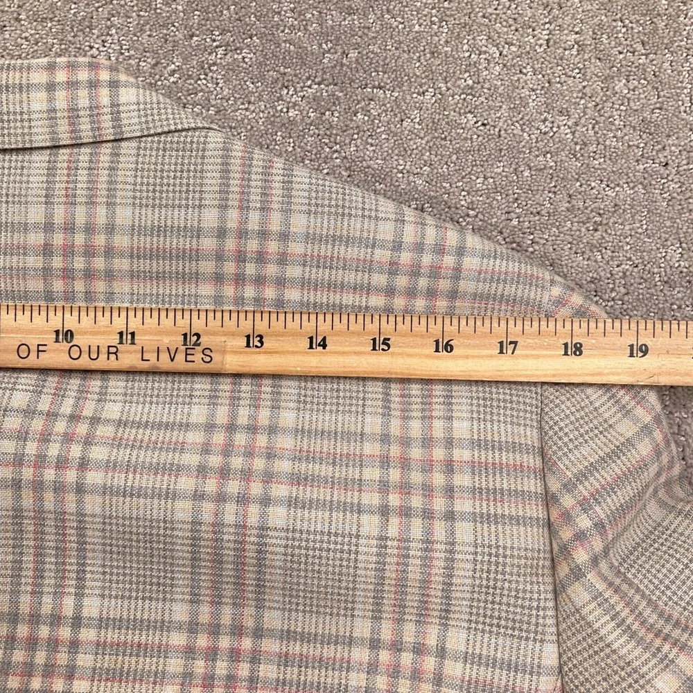 Hart Schaffner Marx Blazer Mens 38 Beige Pink Gray Plaid 80s Preppy Jacket‎ USA